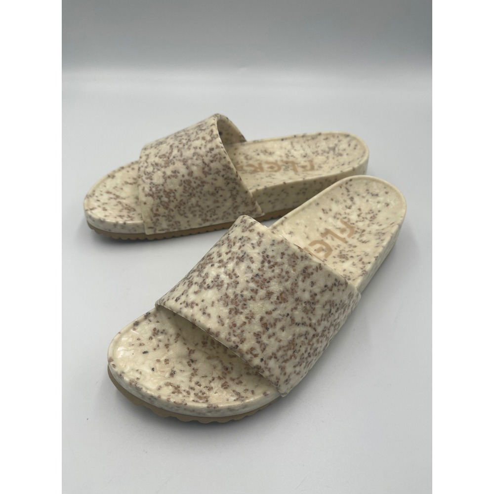 FLEKS East Beach Slides White Sand W6 M5 Cork Fleck Comfort Beach Sandals